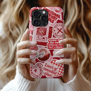 Bookish Girl Phone Case, Red Pink Quote Collage iPhone Cover, Sassy Fantasy Reader Aesthetic, Funny Gift for Her, Introvert Vibes