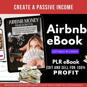 Airbnb eBook, PLR eBook, eBook template, Done For You Ebook, White Label ebook, Sell on Etsy, MRR Master Resell Rights, PLR Canva Template