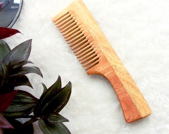 Handmade Wood Comb with handle - Neem Wood Hairbrush Comb 100% Natural Handmade handcrafted antibacterial no chemical eco friendly comb