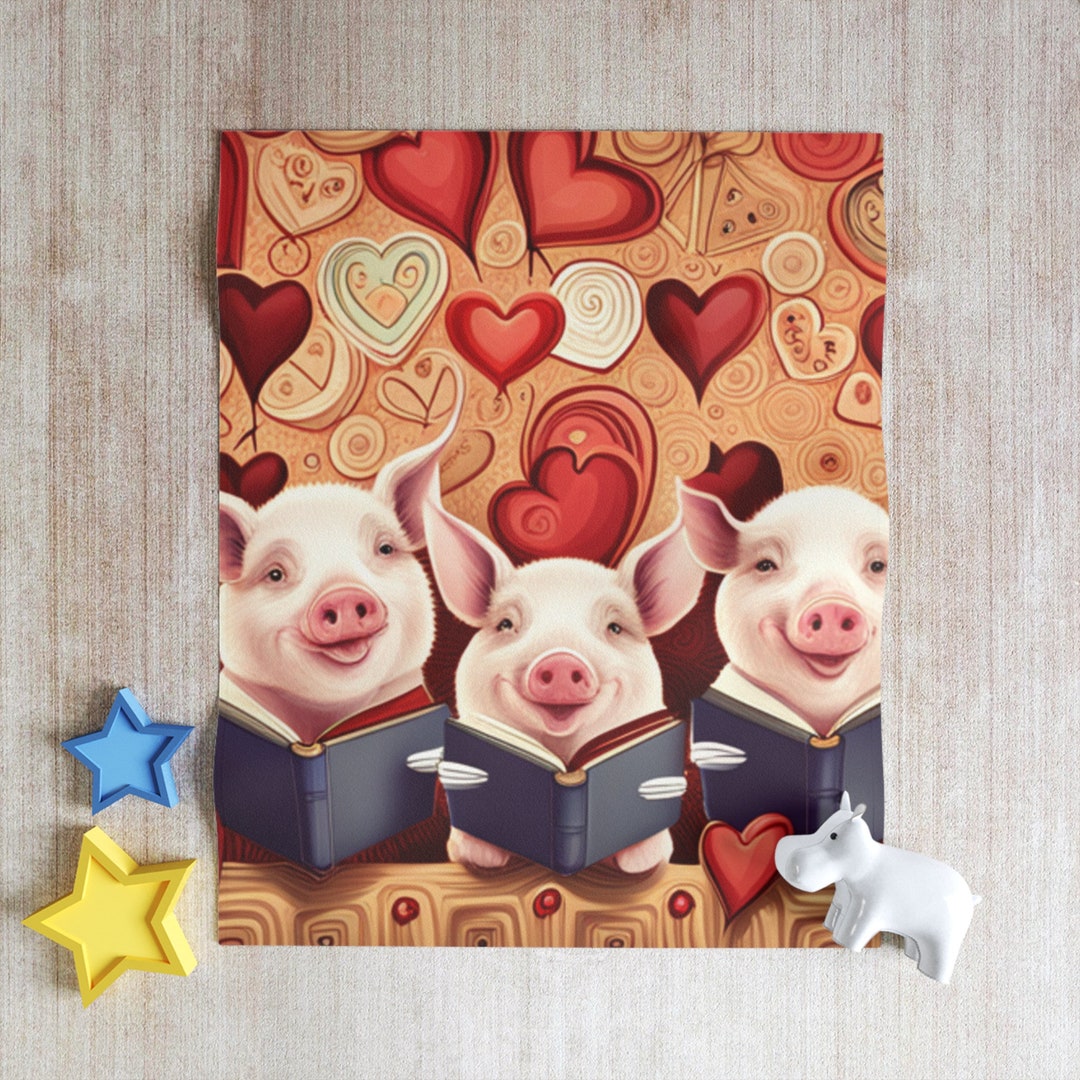 Three Little Pigs Reading Books Blanket - Etsy
