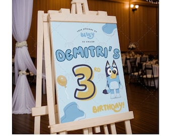 Blue Children’s Themed Birthday Customizable Welcome Sign Template