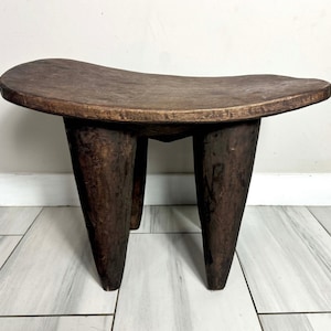 Large Senufo Stool Hand-Carved Wooden Bench Side Stool, African Senufo Tribal Art, African End-table