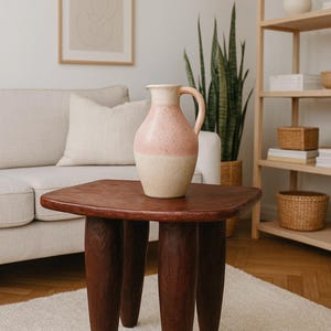 Taburete Senufo de 71 cm tallado a mano: arte tribal africano, mesa auxiliar de madera