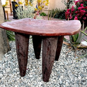 27&quot; Senufo Stool X-Large Hand-carved Wooden Side Stool | Wood Stool| African Senufo Tribal Art | End Table Stool | Side Stool