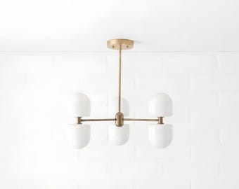 Lampadario in ottone - Lampadario Sputnik moderno in ottone - Sputnik moderno di metà secolo - Modello CH0033
