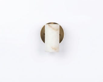 Alabaster Wall Sconce--Mid Century Aged Brass--Solid Brass Wall Sconce light
