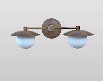 Bathroom Vanity Sconce --handmade Wall Sconce--mid Century Brushed