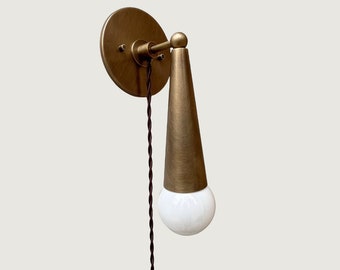 Plug in Wall Sconce--Simple Modern Wall light--Solid Brass Wall Sconce light
