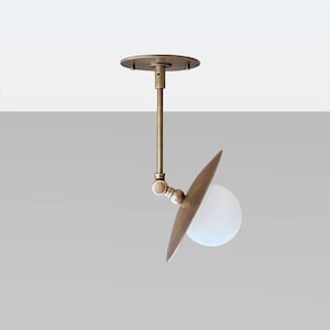 Adjustable Antique Brass Ceiling Spotlight, Frosted Glass--Model. PE0008