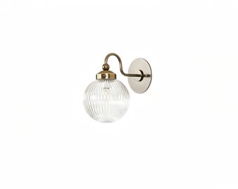 Classical  Wall Sconce--Reeded Glass Globes--Mid Century Aged Brass--Solid Brass Wall Sconce light--Model.SC0082