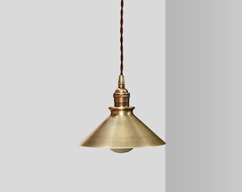 Fabric Twist Cord Pendant--English Cord Pendant--Aged Brass light