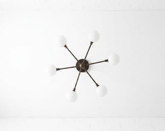 Brass Chandelier--Modern Brass Sputnik Chandelie-- Mid-century Modern Sputnik--Model. CH0015