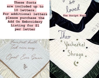 Additional Embroidery fee for Extra Script and Italic Font Letters