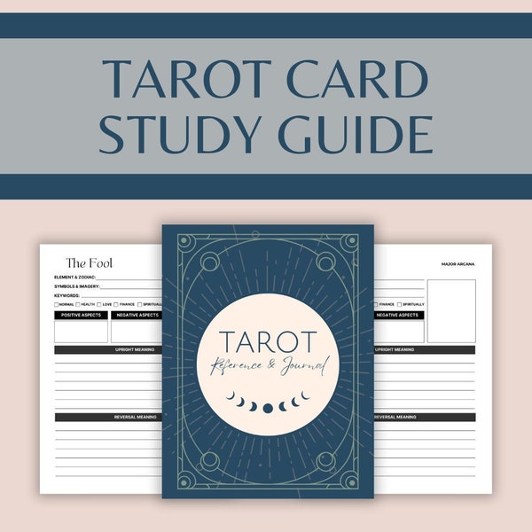 Tarot Study Reference Guide and Journal, Blank Tarot Study Guide, Tarot workbook, Printable Tarot Deck, Printable Tarot Journal, Digital