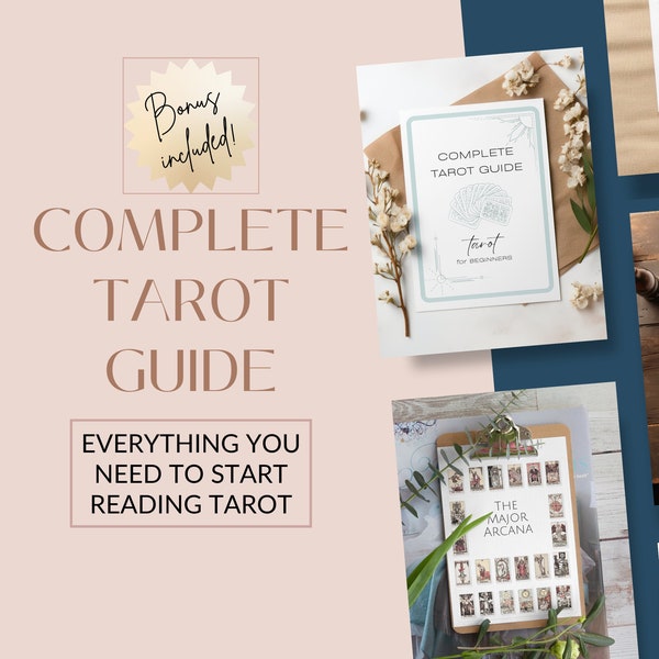 Complete Tarot Guide, 136 page guidebook, Learn tarot, beginner to expert, Tarot deck guide with journal pages, example tarot spreads