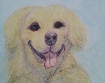 cute watercolour painting of a golden retriever puppy