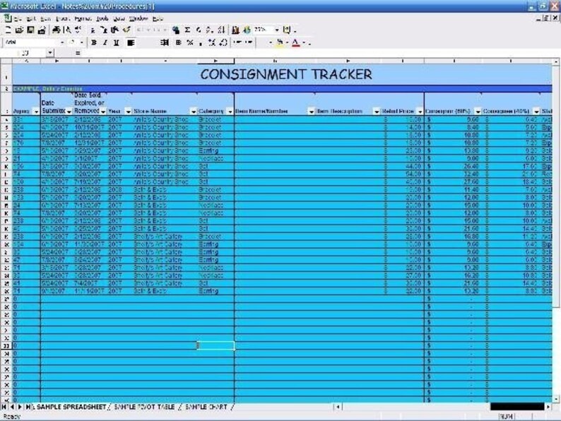 CONSIGNMENT TRACKER Excel image 1