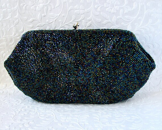 navy beaded bag