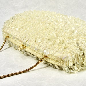 Vintage YELLOW Ivory Chandelier Clutch Acrylic Crystal Fringe Evening Bag Beaded Purse Sequin Gold Chain Wedding Handbag Formal Hong Kong image 4