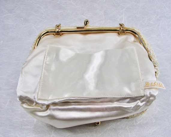 Vintage Delill Beaded Wedding Purse Ivory Sequin … - image 7