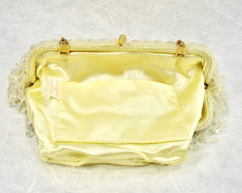 Vintage YELLOW Ivory Chandelier Clutch Acrylic Crystal Fringe Evening Bag Beaded Purse Sequin Gold Chain Wedding Handbag Formal Hong Kong image 7