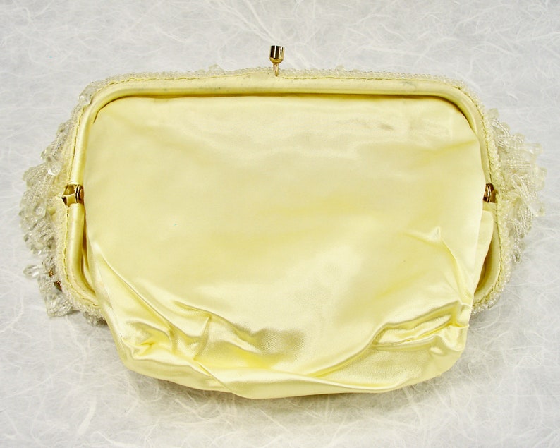 Vintage YELLOW Ivory Chandelier Clutch Acrylic Crystal Fringe Evening Bag Beaded Purse Sequin Gold Chain Wedding Handbag Formal Hong Kong image 8