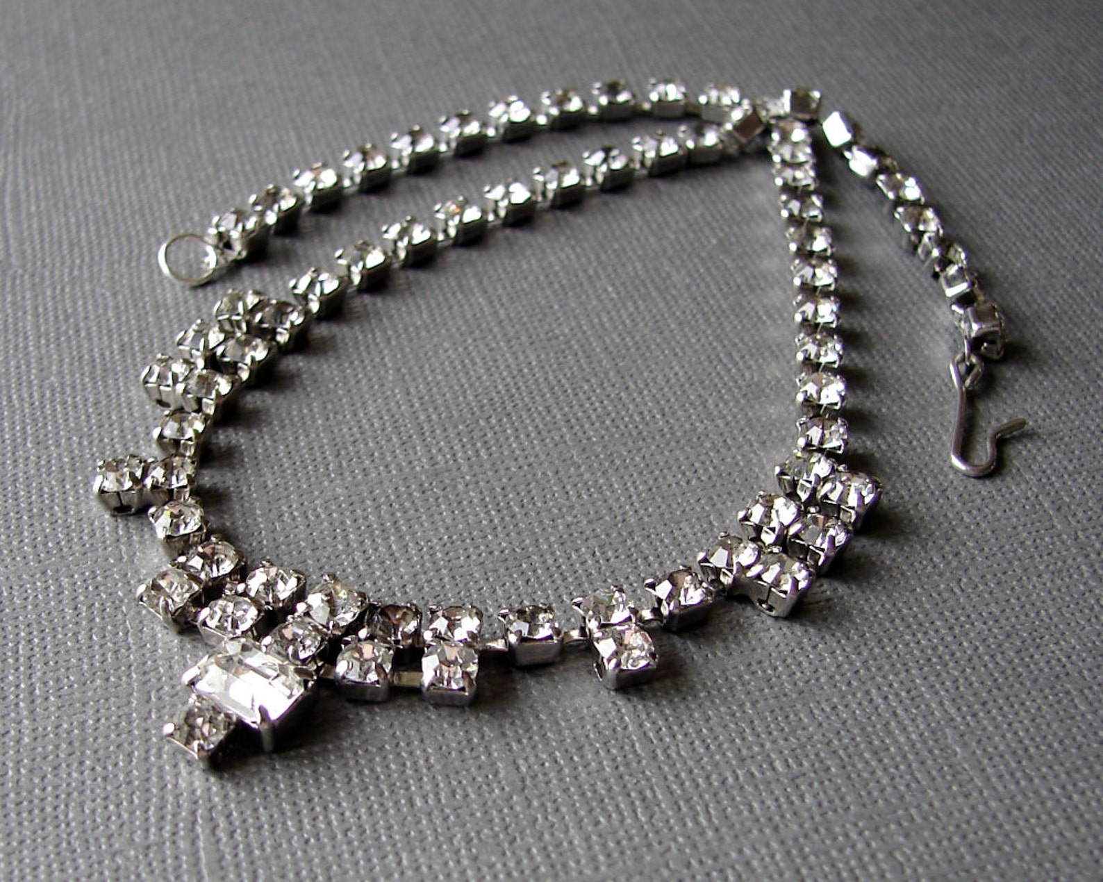 1950s Vintage Rhinestone Costume Jewelry Choker Necklace Etsy