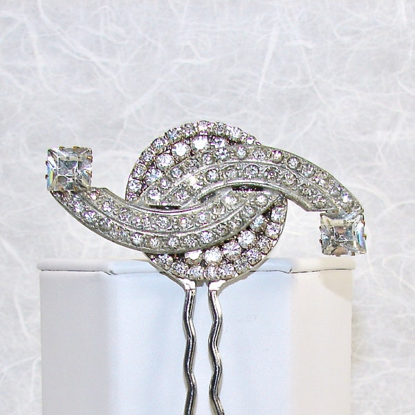 20s Style Art Deco Jewelry Hair Comb Rhinestone Swirl Wedding Hairpiece Bridal Headpiece Formal Downton Gatsby Bride Vintage Costume Jewelry