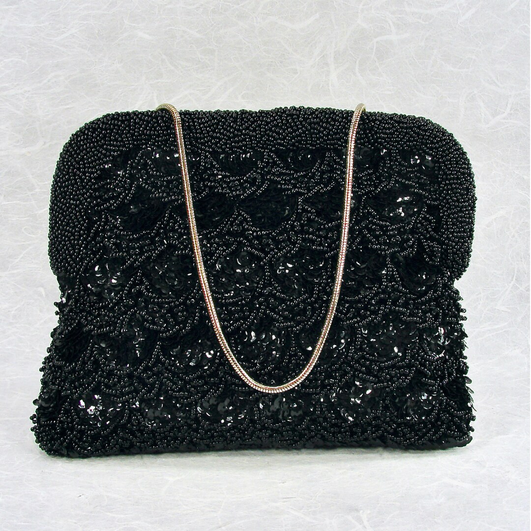 Black Beaded Fringes Party Handbag main image 1
