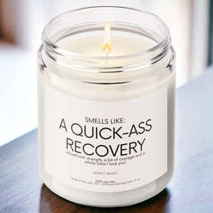 Injury Recovery Gift Funny Candle, Get Well Soon Basket for Woman, Hysterectomy Cancer Surgery Grief Sick Care Package, Addiction Kit Gifts