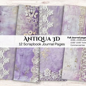 Lace Digital Junk Journal Paper | Purple Printable Journal Background | Lavender | Rustic | Scrapbooking | Crafting | Diy