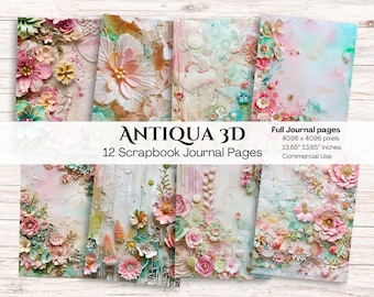 Floral Digital Paper | Commercial Use | Colorful Backgrounds | Printable Paper Set | Scrapbooking Paper | Crafts | Diy | Aqua Pink