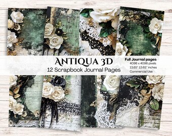 Pages du journal indésirable Roses | Scénario | Style rustique | Papier numérique | Fournitures pour scrapbooking | Pages d'arrière-plan | Imprimables | Découpage | Dentelle