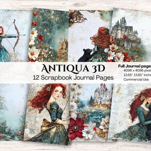 Forest Princess Junk Journal Pages | Script | Rustic Style | Digital Paper | Scrapbook Supplies | Background Pages | Decoupage