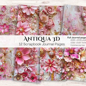 Carta digitale rosa shabby chic, carta per album floreali vintage, carta per fiori, natura, uso commerciale, download istantaneo