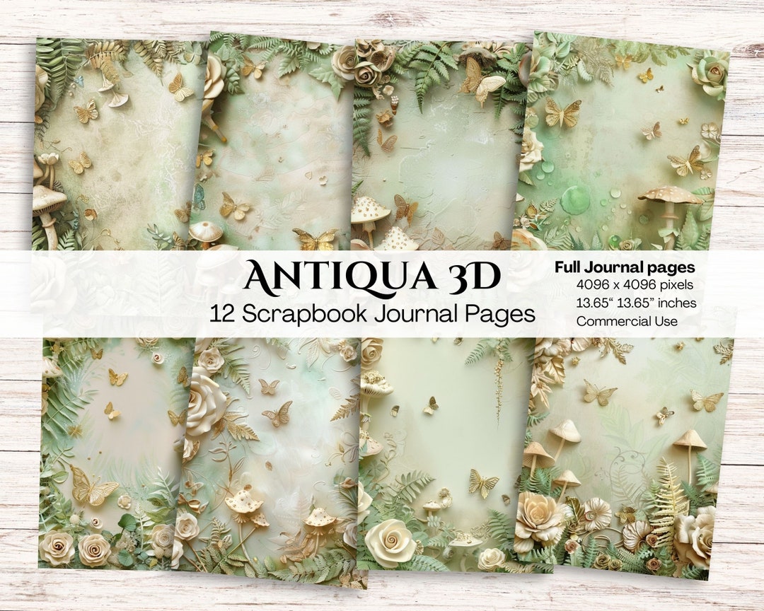 Enchanted Digital Paper | Commercial Use | Green White Gold Mushroom ...