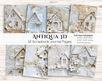House Digital Junk Journal Paper | White Cottage | Home Printable Journal Background | Cabin | Rustic | Scrapbooking | Crafting | Diy