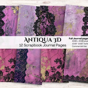 Lace Digital Paper | Commercial Use | Purple Backgrounds | Pink Purple Black | Printable Paper Set | Scrapbooking Paper | Crafts | Diy