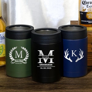Personalized Groomsmen Can Cooler: Engraved Beer Holder, Bachelor Party Gift