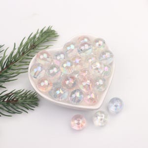 Colorful Bubble Beads, Transparent Acrylic Round Beads in Light Pink, White, and Blue, DIY Jewelry Supplies for Accessories and Crafts BE277