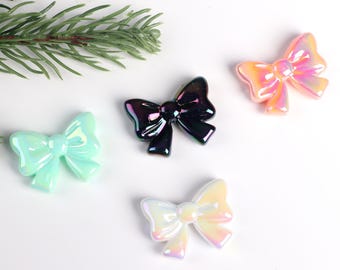 Candy Colored Bowknot Shaped beads,Colorful Bubblegum Bow Beads,Multicolor Cute Beads,Black Bowknot Beads for Decoration Crafting BE097