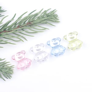 Transparent Cute Bear Acrylic Beads,Colorful Cute Beads for Jewelry Necklace Bracelet Phone Strap,DIY Craft Supply,Kawaii Accessories BE262