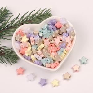 50PCS Mixed Star Bead 10mm,Colorful Acrylic Star Beads,Macaron colorStar Bead,Beads for Bracelet Necklace Making ,Wholesale Beads BE187