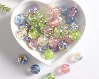 The beads have silver ribbon inside,12MM Electroplating uv acrylic,Transparent dazzling laser,Beaded diy material accessories BEADS,A0009