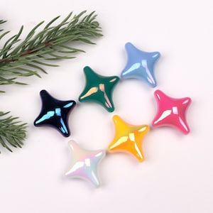 Vintagefärgade stjärnbubblegumpärlor 20 mm, mörka tjocka stjärnpärlor, flerfärgade glansiga resinpärlor, smyckes-DIY-fynd A0043