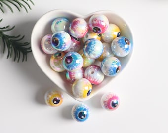 UV Bubblegum Acrylic Beads 15 MM,Halloween Eye Bead,Eyeball Round bead,Scary bead,Halloween Element Design,Pen beads pendent material A0030