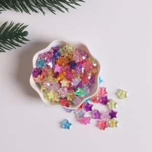 50PCS Mixed Transparent Star Multicolor Bead 11mm, Colorful Acrylic AB Color Star Beads,Star Bead,Beads for Bracelet Necklace Making BE052