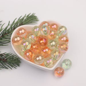 Colorful Bubble Beads,14mm Transparent Acrylic Round Beads in Orange and Green,DIY Jewelry Supplies for Necklaces Earrings Crafts BE277