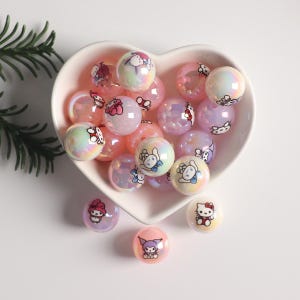 Round cute character charm beads 15MM,Cartoon character pattern beads,Candy color design,DIY Jewelry Necklace Bracelet Decorations BE035