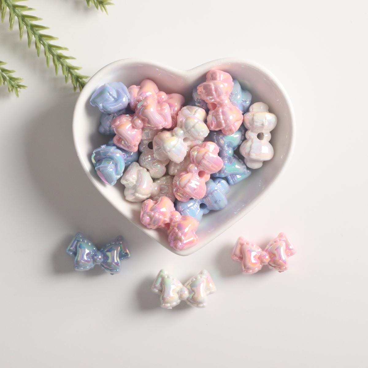 Candy colored double bows,Electroplating UV,Bright surface,Solid color acrylic,DIY material accessories,Small, delicate and lovely BE010